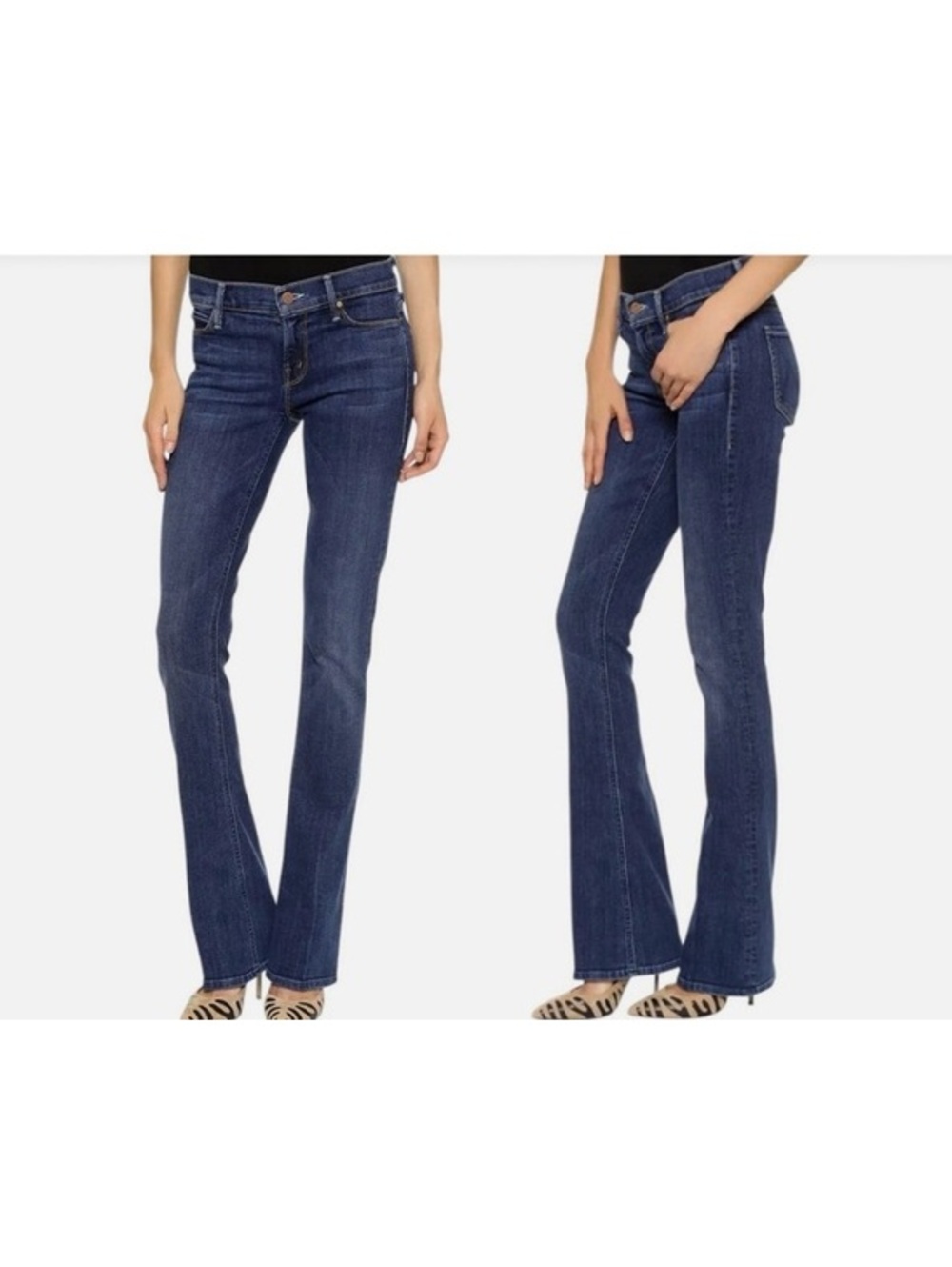 Mother Runaway Flare Flowers from the storm dark blue denim 30